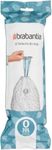 Brabantia IdealFit Bin Liners (Size O/30 Litre) Ideal Quality Thick Plastic Trash Bags with Tie Tape Drawstring Handles (20 Bags), White