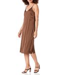 The Drop Women's Ana Silky V-Neck Midi Slip Dress Coffee Bean, M