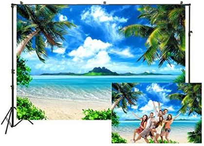 7x5ft Hawaii Summer Pictures Photography Background Blue Sky Tree Sunshine Natural Beach Scenery Theme Photo Booth Background for Pictures Baby Shower Summer Holiday XT-6594