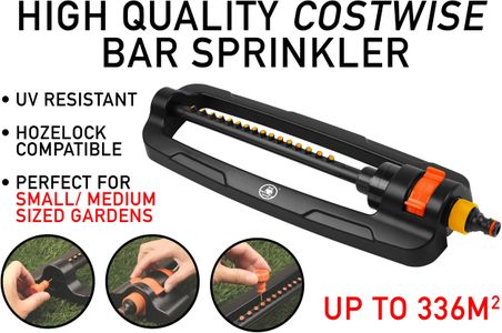 Oscillating Bar Sprinkler for Lawn & Garden – Adjustable, Universal Hose Connection