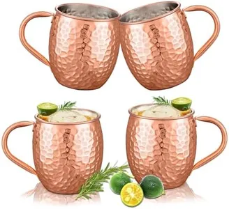 UNISWEET Moscow Mule Mugs Set of 4,Electroplated Stone-Pattern Copper Mug,304 Stainless Steel Lining,Perfect For Wine, Beer, Cold Drink, Bar, Party, Gifts (Copper)