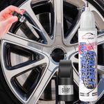 Silver Rim Touch Up Paint, Efficient 2-In-1 Car Wheel Touch Up Paint Pen, Quick And Easy Rim Curb Rash Repair Kit, Color Accurate Seamless Coverage Wheel Scratch, Universal Silver Tire Protector