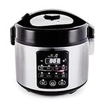 Yum Asia Kumo YumCarb Rice Cooker with Ceramic Bowl and Advanced Fuzzy Logic, (5.5 cups, 1 litre), 5 Rice Cooking Functions, 3 Multicooker Functions, 220-240V UK/EU Power (Light Stainless Steel)