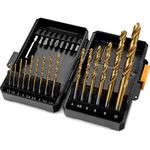 Hi-Spec 19pc 1/4" Hex Shank HSS Drill Bits & Screw Driver Bit Set for Drill Drivers in a Compact Tool Box Case