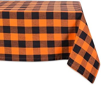 DII Buffalo Check Collection, Classic Farmhouse Tablecloth, Tablecloth, 52x52, Orange & Black