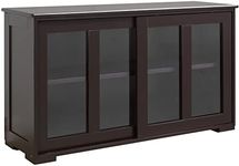 HOMCOM Modern Kitchen Sideboard, Stackable Storage Cabinet, Sliding Glass Door Console, Cupboard Serving Buffet, Coffee