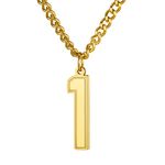 18K Gold Plated Lucky Number 1 Necklace Pendant Necklace Charm Jewelry with Curb Chain 22+2" Extender