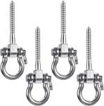 SELEWARE Heavy Duty Swing Hook Swing Hangers, Stainless Steel Eye Bolt Screw Bracket, 800KG Capacity Playground Yoga Hammock Swing Sets Hardware (4 Pack)