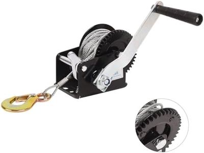 Dawot Boat Trailer Winch 800lbs Hand Winch Heavy Duty Hook with 33ft Steel Cable Hand Crank Winch and Ratio 3.2:1 Gear 2 Way Ratchet Boat Winch for Boat Trailer Marine Truck ATV