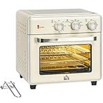 HOMCOM 7-in-1 Toaster Oven, 20L 4-Slice Convection Oven with Warm, Broil, Toast, Bake, Air Fryer Setting, 60min Timer and Adjustable Thermostat, 4 Accessories, 1400W for Countertop