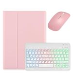 kaidisen Backlit Keyboard Case Compatible with iPad Pro 11 inch M4 Keyboard Case with Mouse, Detachable Backlight Color Keyboard Case Compatible with 2024 iPad Pro 11 M4,Pink+White