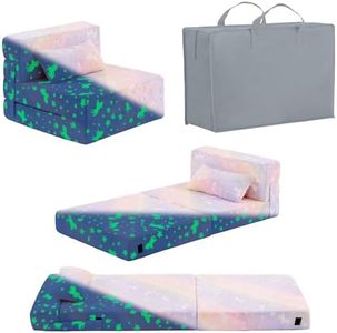 Givjoy Folding Sofa Bed Floor Mattress for Kids with Pillow, Toddler Washable Folding Floor Nap Mat Futon, Child Fold Up Sofa Folding Chair Bed with Storage Bag for Girls and Boys