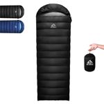 BUERTS Ultralight Down Sleeping Bag,Lightweight Portable 3-4 Season Single Sleeping Bag for Adults Hiking,Car Camping,Backpacking&Festival Use-680FP Down. (Black 15℃ to 7℃)