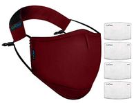 OxiClear N99 Anti Pollution Face Mask with 4 Activated Carbon Filters & Detachable Headband D.R.D.O Certified (NO-VALVE) (Maroon)