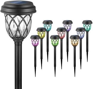 EXCMARK 10 Pack Color Changing Solar Lights Outdoor Decorative for Garden Pathway Walkway, Solar Outdoor Decorations for Patio Garden Christmas.