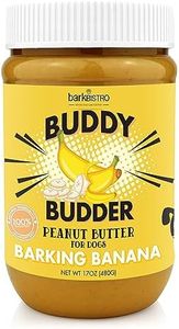 Barkin Banana Buddy BUDDER, 100% All Natural Dog Peanut Butter, Healthy Peanut Butter Dog Treats, Stuff Inside Dog Enrichment Toys, Use as Pill Pocket, Made in USA 17oz
