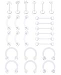 incaton Piercing Retainer Clear Bioflex Flexible 14G 16G Labret Stud Retainer Septum Cartilage Rook Daith Earrings Horseshoe Plastic Industrial Piercing