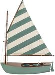 SAILINGSTORY Wooden Sailboat Model Ship Catboat Sail Boat Decor Sailing Boat Model Grey Green