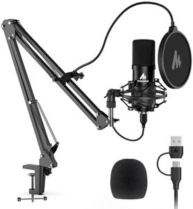USB Microphone, MAONO 192KHZ/24Bit Plug & Play PC Computer Podcast Condenser Cardioid Metal Mic Kit with Professional Sound Chipset for Recording, Gaming, Singing, YouTube (AU-A04)
