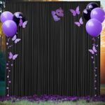 10ft x 10ft Black Backdrop Curtain for Parties Black Wrinkle Free Backdrop Drapes Panels for Birthday Party Wedding Photo Photography Polyester Fabric Background Decoration