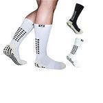 Ulalaza Sports Socks Mens and Womens Socks Thicken Cushion Crew with Rubber Dots Anti Slip for Football Running Training Walking Baseball Soccer and Hiking