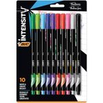 BIC Intensity Fineliner Marker Pen Set, Fine Point Pens (0.4 mm), Assorted Colours, 10-Count Pack, Markers for School