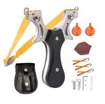 Solid Slingshot Set, Outdoor Professional Slingshot for Hunting, Stainless Steel High Velocity Catapult Sling Shot for Adults with 1 Ammo Pouch,50 Ammo Balls and 3 Rubber Bands