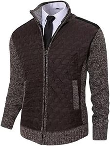 Msmsse Men’s Cardigan Sweater Zip Up Casual Business Knitted Cardigan for Men with Pockets Coffee L