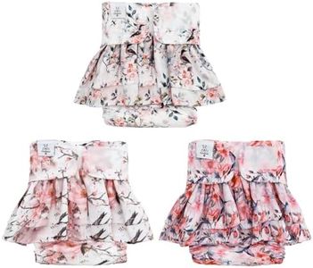 CuteBone Female Dog Diapers with Skirts 3 Pack Reusable Puppy Dresses Pants for Heat Cycle Period QBD18XL