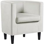 Yaheetech Tub Chair, Modern Velvet Club Sofa Chair, Barrel Upholstered Armchair, Accent Living Room Chair for Bedroom Dining Room Reception, Beige