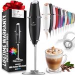 Zulay Hand Mixer - Whisk Drink Mixer - Hand Blender for Coffee, Mini Foamer for Matcha, Hot Chocolate - Mousseur a Lait - Black