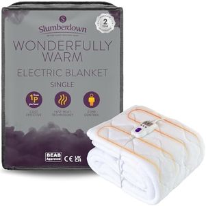 Slumberdown Luxury Electric Blanket Single - Multi-Zone Single Control Fleece Blanket with 9 Heat Settings | BEAB-Approved, Easy Fit Straps & Washable Heated Blanket (150 × 80cm)
