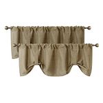 Home Queen Tie Up Curtain Valance Window Treatment for Living Room, Adjustable Balloon Rod Pocket Drape Valence, Set of 2, 54 X 18 Inch, Taupe