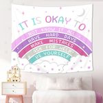 Imirell Boho Rainbow Positive Quotes Tapestry 59Wx51H Inches Kids Inspirational Motivational Words Purple Cute Cloud Moon Star Art Hanging Bedroom Living Room Dorm Wall Blankets Home Decor Fabric