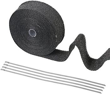 KOSHIFU Cinta de Escape Termica Coche 15m x 5cm Cinta Anticalorica Escape Moto Cinta Anticalorica Escape Aislante Cinta Anticalorica para Tubos de Escape Motocicleta con 4 Bridas Metálicas Negro
