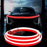 Car Hood Light, 70 Inch Auto LED Daytime Running Lights Strip, 12V Flexible Headlight Universal Engine Cover Decoration Exterior Accessories for Cars, SUVs, Trucks, Dynamic Scan Start-up Effect (Red)