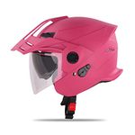 Steelbird Sbh-23 Gt Plus Open Face Isi Certified Motorcycling Helmet With Inner Sun Shield (Large 600 Mm, Dashing Pink)