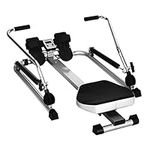 GYMAX Hydraulic Rowing Machine, Compact Exercise Rower with LCD Monitor and Adjustable Resistance, Indoor AB Crunch Workout Machine for Home Gym & Cardio