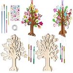 OSNIE Spring Wooden Wind Chime - Make You Own Tree Ornaments 6 Packs Summer 3D Wooden Craft Kits for Kids Girls Boys Activity DIY Coloring Art Project Gifts Easter Decor Party Decoration Supplies Set