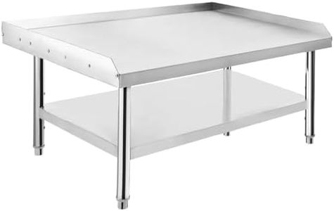 GarveeTech Stainless Steel 60x30x24 inch Equipment Grill Stand Table, 660 LBS Top and Bottom Shelf, Adjustable Legs, 2 inch Edge Baffle, for Hotel, Home, Commercial Restaurant Kitchen