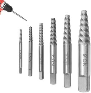 6 Pieces Damaged Screw Extractor Set Professional, CHSEROK Screw Extractor Set, Tap and die Set Carbon Steel, Bolt Extractor Set for Damaged Screws, Pipes