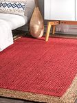 Habere India-All the Cultures Fabricating India Jute Rectangular Carpet for Living Room, Jute Floor Mat, Rugs for Living Room, Jute Centre Table Carpet (Pure Jute - Red Color, 4X6 Ft)