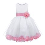 CHICTRY Petals Bow Princess Wedding Bridesmaid Formal Pageant Party Flower Girls Dresses Pink 8 Years