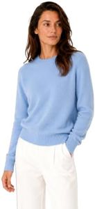 State Cashmere Women’s Essential Crewneck Sweater 100% Pure Cashmere Classic Long Sleeve Pullover (Bella Blue, Medium)