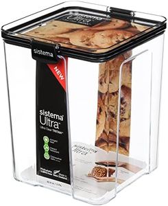 Sistema Ultra Tritan Airtight Pantry Storage Container | 2.75 Litre Large Food Storage Container | Stackable | with Locking Clips | BPA-Free | Clear with Black Accents