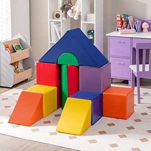 BABY JOY 11-Piece Climb and Crawl Foam Block Play Set, Waterproof Foam Climbing Toy Set, Kids Climber Block Set, Children Foam Gym Equipment for Toddler Over 1.5 Years Old, Easy Cleaning, Multi-Color