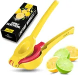 Zulay Metal 2-In-1 Lemon Squeezer Manual - Sturdy, Max Extraction Hand Juicer Lemon Squeezer Gets Every Last Drop - Easy to Clean Manual Citrus Juicer - Easy-to-Use Lemon Juicer Squeezer - Yellow/Red