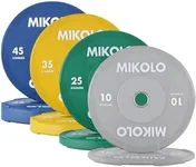 Mikolo Olympic Bumper Plates & Barbell Plates 2-Inch Weight Plate Set - Steel Insert, Low-Bounce & Quiet for Home Gym Strength Training (10+25+35+45LB Set）