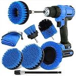 Drill Brush Attachment Set, 8Pcs Power Scrubber Electric Drill Cleaning Brush Kit with Extend Long Attachment Microfiber Towel for Car Kitchen Bathroom Shower Bathtub Tile Sink Grout Floor Carpet Blue