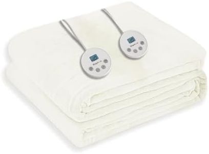 Wapaneus Heated Blanket Electric Queen Size 84"x90"-Dual Control with 10 Heat Levels 12 Timer Settings and 8 Hours Auto-Shut Off,Fast-Heating Electric Blanket,ETL Listed Machine Washable,Ivory